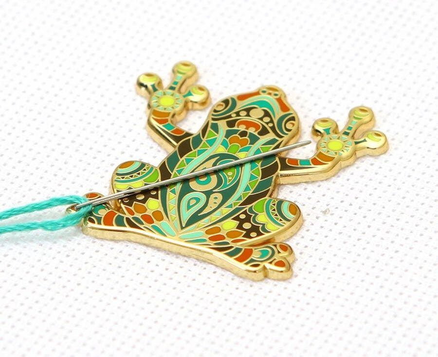 Merkloos Naaldmagneet Needleminder Mandala APS Frog Kikker magneet om je borduurnaald op te laten rusten