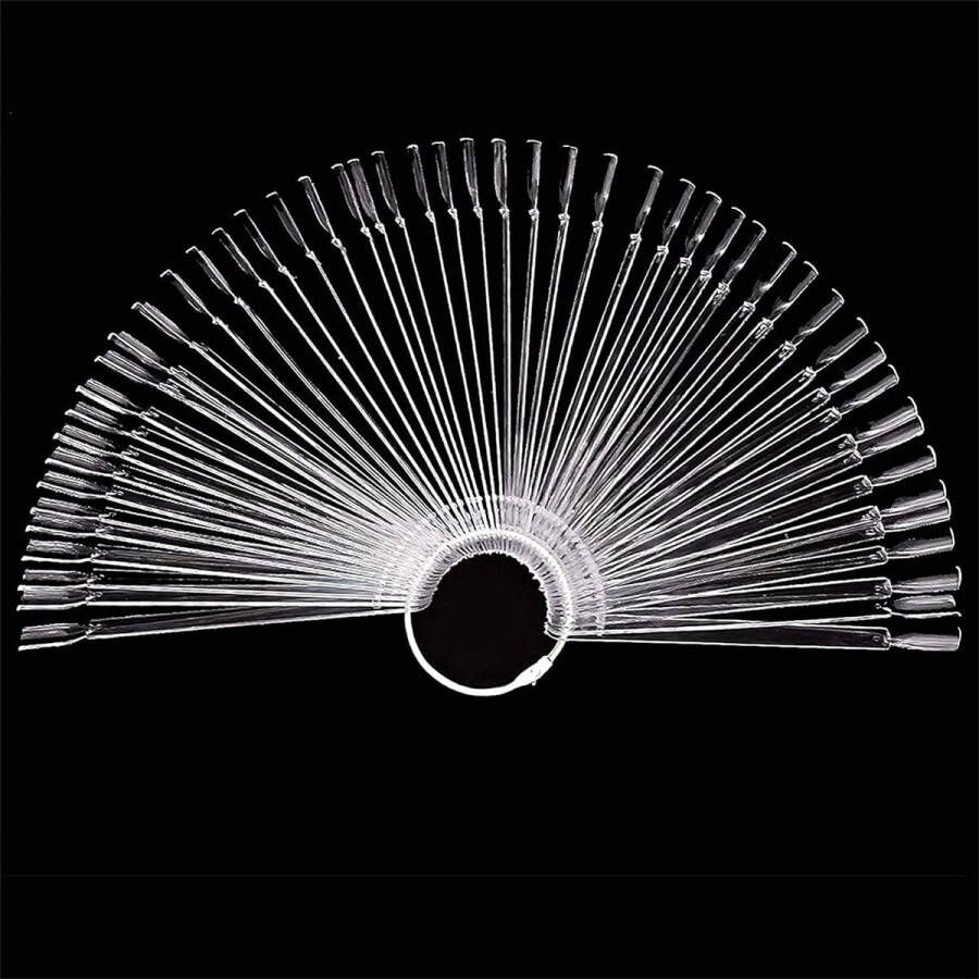 Merkloos Nagelstalen Sticks 50 STKS Nail Art Tips Kleur Pop Sticks Display Fan Gel Nail Colour Display Sticks (Transparant)