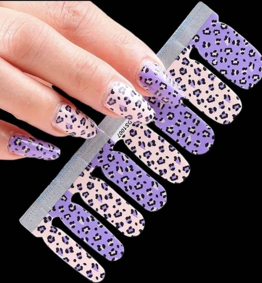Merkloos Nagelstickers Nail Wrap Panterprint (Paars Roze )1007