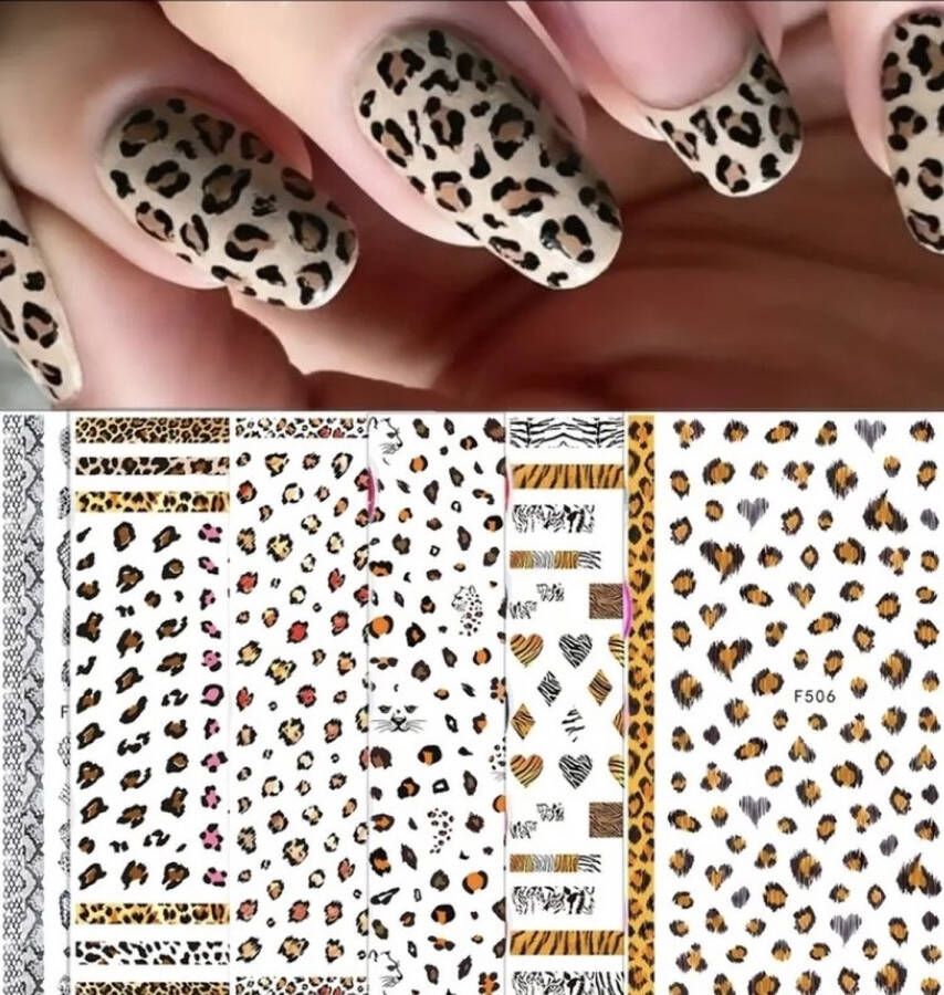 Merkloos Nagelstickers Panterprint 6 Vellen ( 506 )