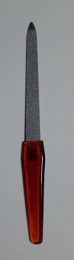 Merkloos Nagelvijl 15 cm spitse punt dubbelzijdig gemarmerd amber kleurig handvat bruin vijl nagels nagelverzorging