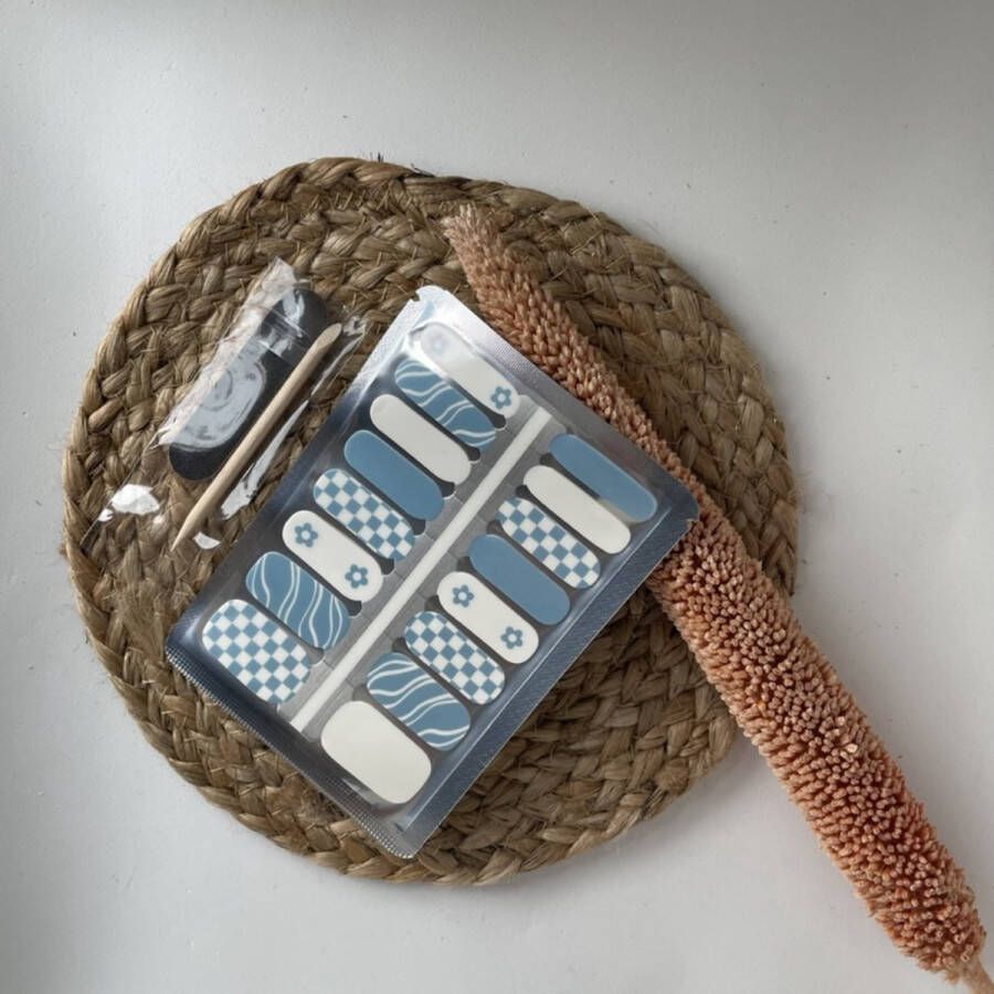 Merkloos NailWrapz Blue Wonder Nagel wraps nagelstickers- geen UV lamp nodig Thuis manicure
