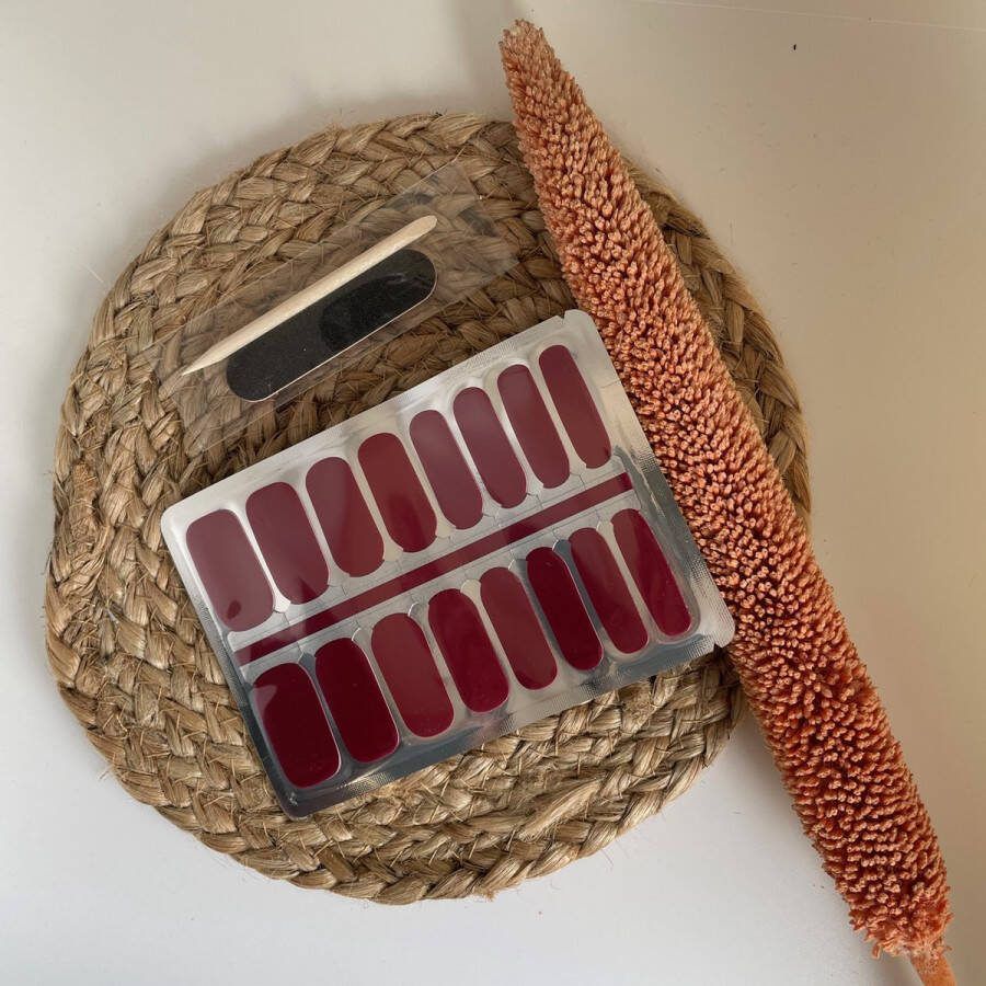 Merkloos NailWrapz Bordeaux Rood Nagel wraps nagelstickers- geen UV lamp nodig Thuis manicure