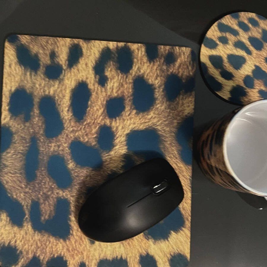 Merkloos NB! Creative Boutique: Leopard skin Luipaardvel- Mug Mousepad & Coaster Set