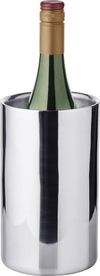 Merkloos Nebraska Flessenkoeler ( 12 cm) van roestvrij staal champagnekoeler drankkoeler voor 1 fles kom voor wijn champagne en vloeistoffen wijnkoeler