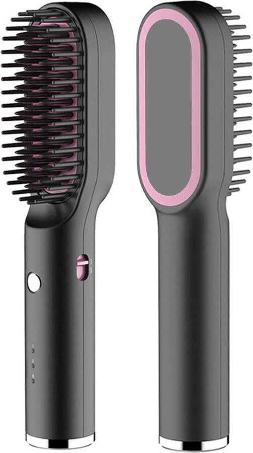 Merkloos NEW Pro Hair Straightening Brush Black Elektrische Haarborstel Zwart paars