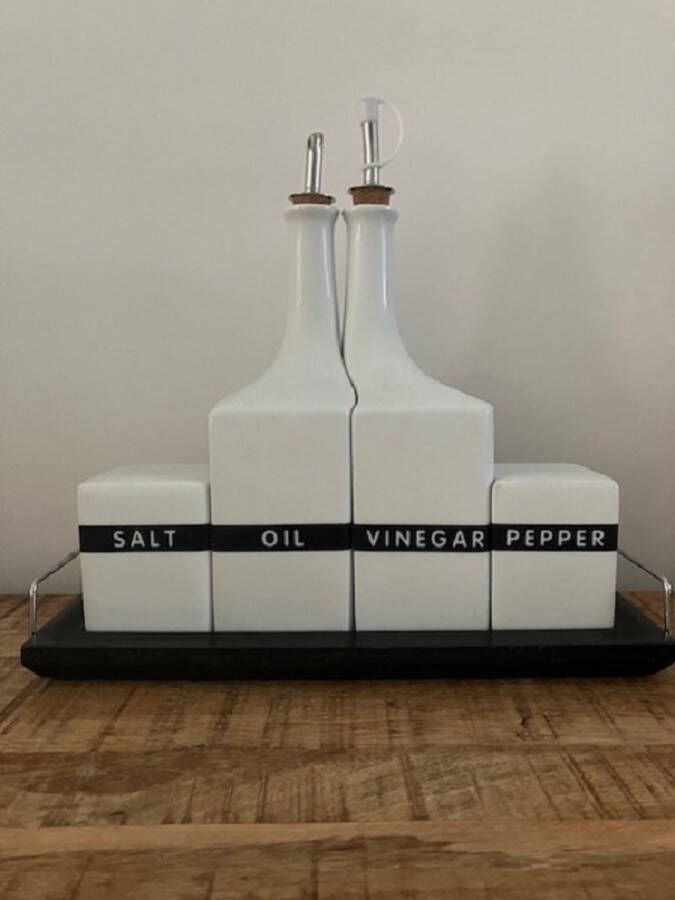 Merkloos Oil en vinegarset Olie en azijnset Peper en zout stel Keramiekset Keukengerei
