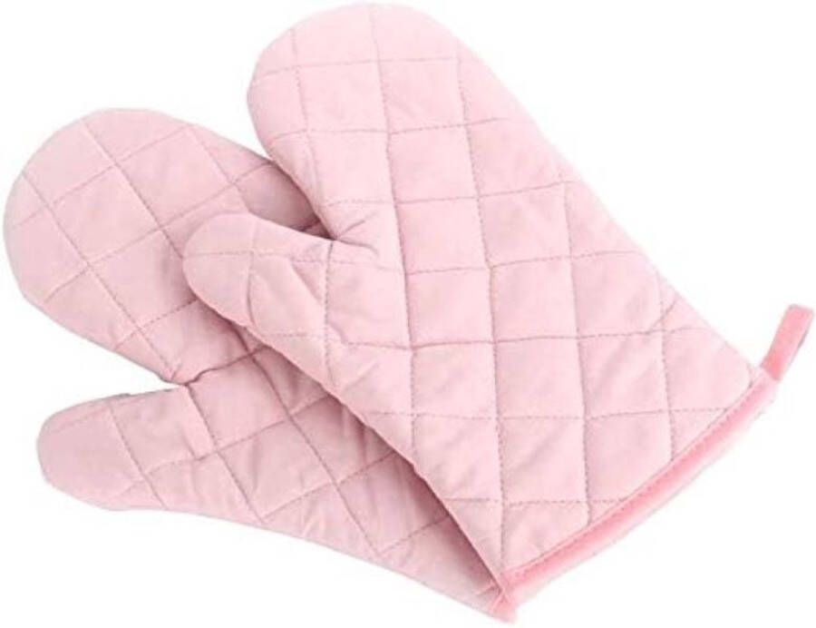 Merkloos Ovenhandschoenen hittebestendig verdikte hittebestendige pannenhandschoenen pannenlap bakhandschoenen 1 paar (roze)