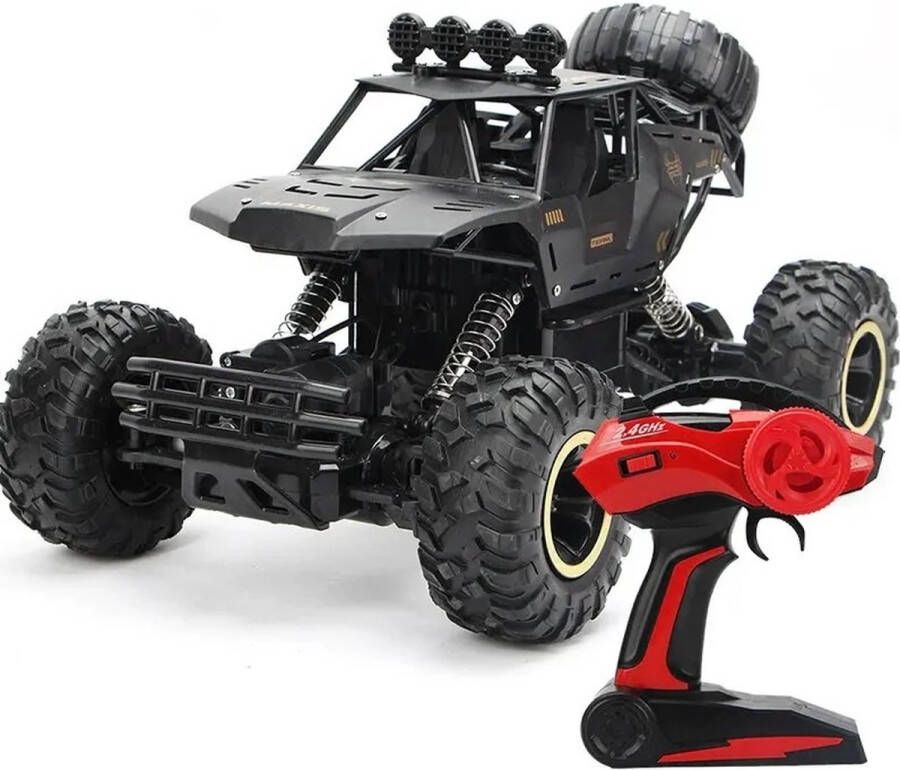Merkloos Plein Bestuurbare RC Auto Monstertruck Led Verlichting 2.4G Radio Afstandsbediening 50m bereik Off-Road Control Truck Eenvoudige montage Jongens Speelgoed Voor Kinderen 37 x 23 x 20cm