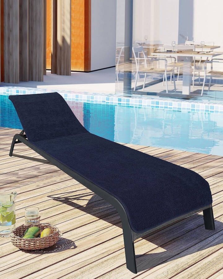 Merkloos Premium beschermhoes voor tuinligstoel 100% katoen Oeko-Tex 100 badstof handdoek-overtrek zonnebed hoes met envelop voor ligstoel (75 x 200 cm fuchsia)