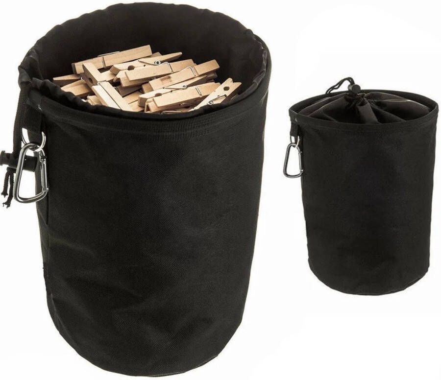 Merkloos Premium Wasknijperzak Zwart Wasknijpertasje Box Wasknijperzakje Geschikt Voor Plastic en Houten Wasknijpers
