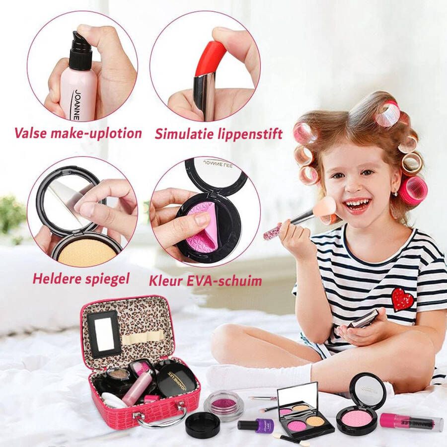 Merkloos Pretend Makeup Toy Set 22 Delige Cosmetische Schoonheidsset voor Kinderen vanaf 3 jaar Veilig en Niet-giftig Ideaal Rollenspel Cadeau voor Kleine Meisjes