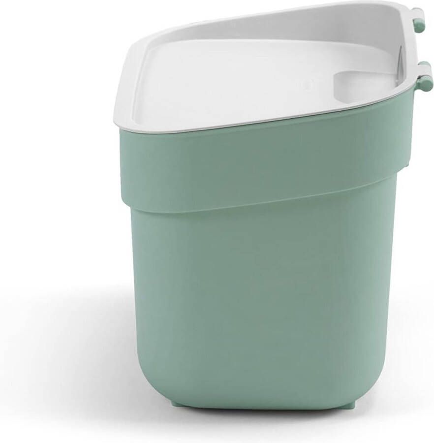 Merkloos Ready To Collect Afvalemmer met 5 liter inhoud voor compost met wandhouder voor muur of deur keuken badkamer wasruimte 100% gerecycled groen