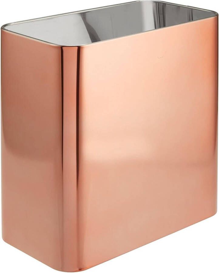 Merkloos Rechthoekige prullenbak Compacte prullenbak voor badkamer kantoor en keuken met voldoende ruimte voor afval Metalen prullenbak Roze