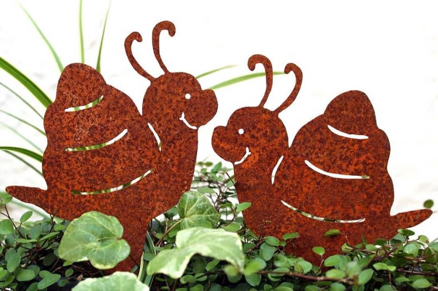 Merkloos Roestkleurige insteekdecoratie tuinstekers roestmetaal