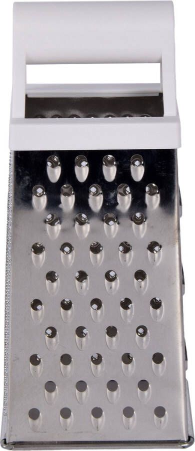 Merkloos Roestvrijstalen Blokrasp Multifunctionele Keukenrasp voor Kaas Citroen en Meer Vaatwasser Veilig Zilver 10.5x8.5x24.5cm