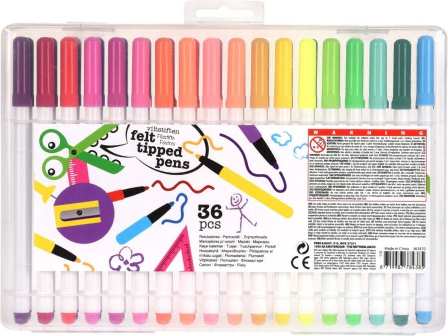 Merkloos Sans marque 36x stuks Viltstiften in diverse kleuren Gekleurde speelgoed stiften voor kinderen