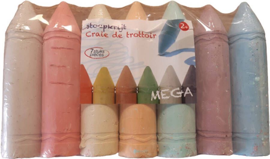 Merkloos Sans marque Mega stoepkrijt 7 stuks diverse kleuren