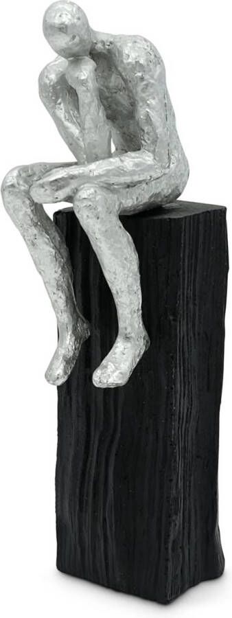 Merkloos Sculptuur De Denker Modern decoratief figuur van marmoriet 29 cm groot als inspiratie decoratief figuur modern als standbeeld voor decoratie woonkamer bureau decoratie & kantoor decoratie