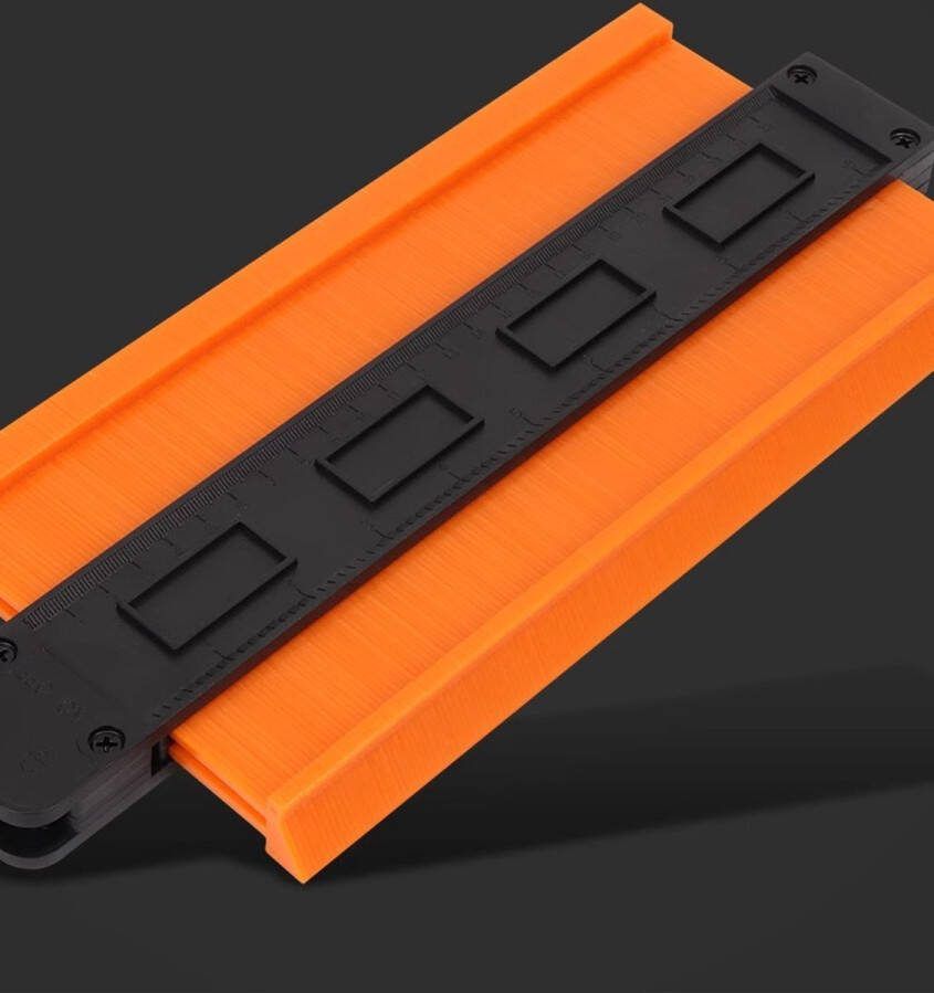 Merkloos Set van 2: Aftekenhulp Contourmal Profielmal Meetgereedschap Profielmeter 25CM + 15CM Schuifmaat ROOD Laminaat leggen