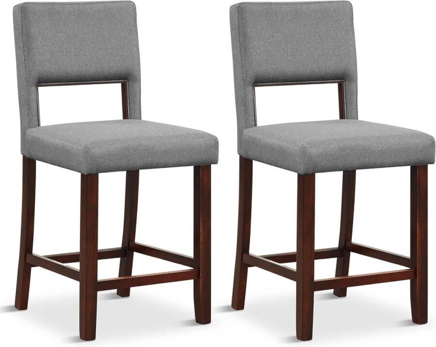 Merkloos set van 2 eetkamerstoelen met rugleuning en houten poten gestoffeerde stoel keukenstoel retro zithoogte 62 cm (beige)