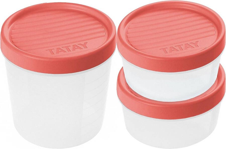 Merkloos Set van 3 vershouddozen (1 x 1 3 l 1 x 0 5 l 1 x 0 2 l) schroefdop BPA-vrij geschikt voor magnetron en vaatwasser wit