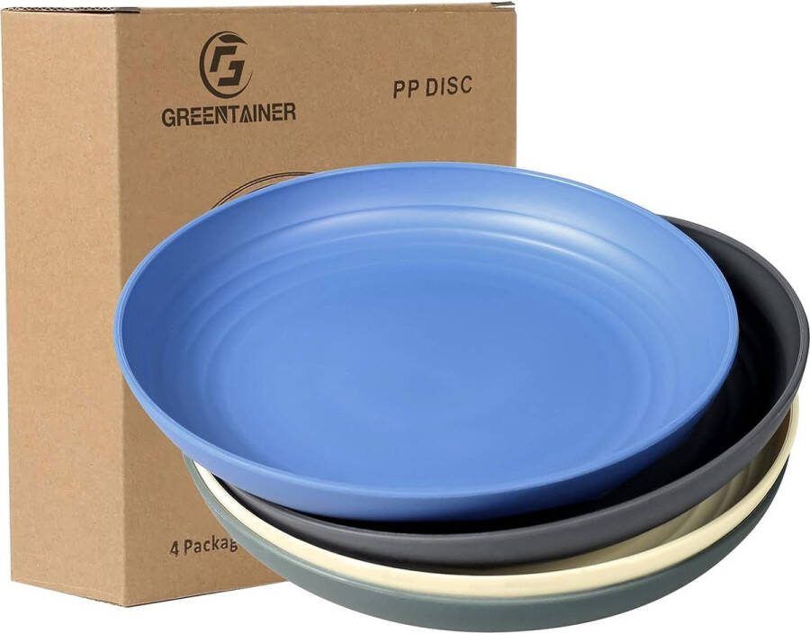 Merkloos Set van 4 borden van 19 8 cm afbreekbaar gezond en onbreekbaar servies voor kinderen en volwassenen lichte en BPA-vrije eetborden magnetron- en vaatwasmachinebestendig