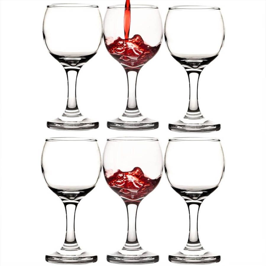 Merkloos Set van 6 kleine wijnglazen portglazen aperitiefglazen voor alle doeleinden. (225 ml)