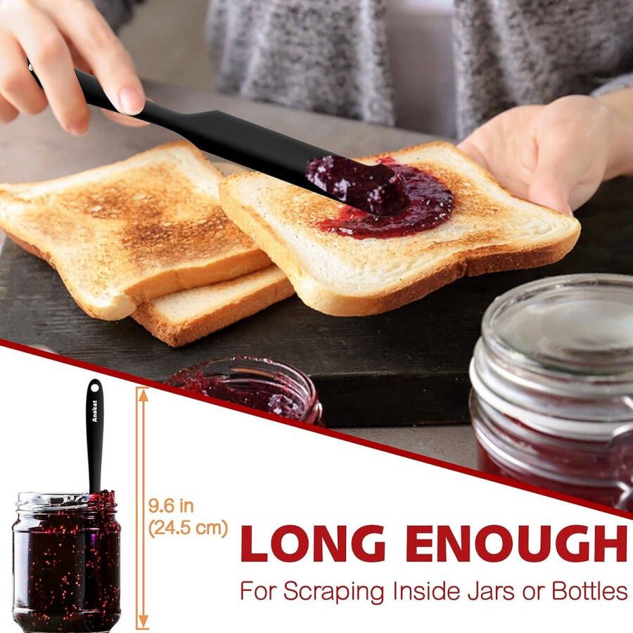 Merkloos Siliconen spatelset 5-delig naadloos design anti-aanbak-rubberen spatels BPA-vrij keukenschraper flexibel voor eenvoudig bakken koken afkrabben en mengen hittebestendig en vaatwasmachinebestendig