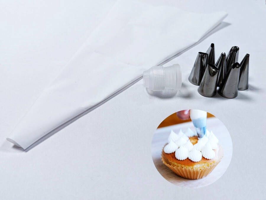 Merkloos Siliconen Spuitzak 7 delig- Taartversiering-Spuitzak- Decoratie en Patisserie-Cupcake-Cadeau Black Friday 2023 Sinterklaas Cadeautjes Deals
