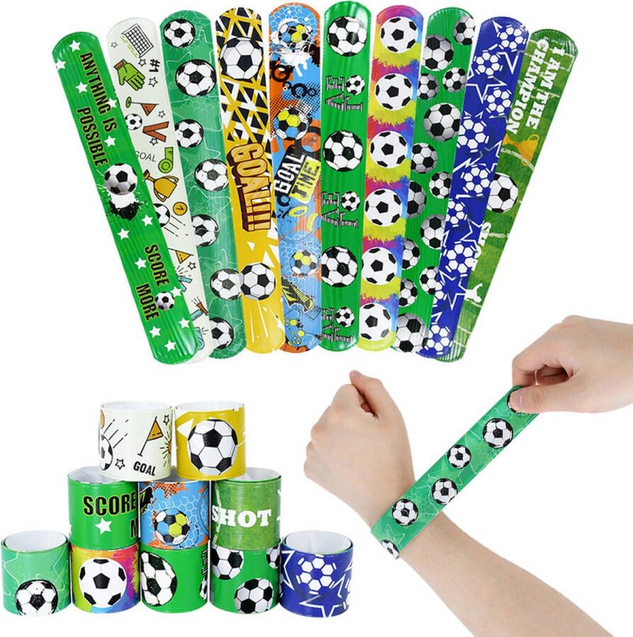 Merkloos Slap on armbanden voetbal jongens kinderfeest WK voetbal armband 10 stuks