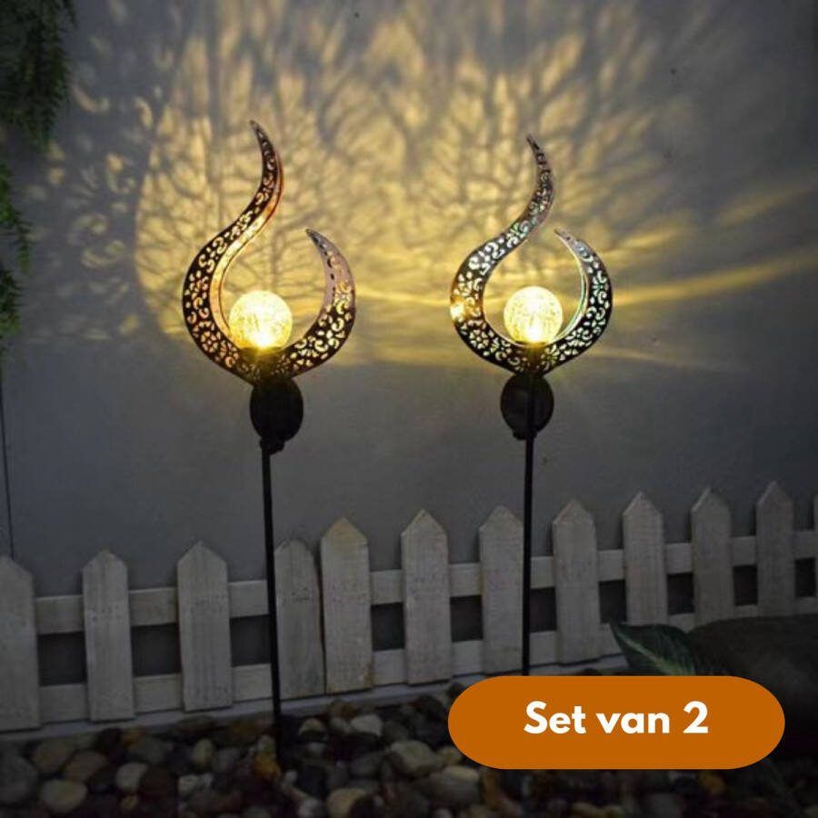 Merkloos Solar Flame Lamp met Grondspies 2 stuks – Solar Tuinverlichting op Zonneenergie Buiten – Led Buitenverlichting met Sensor Tuinlantaarn Tuinfakkel Tuinsteker Brons kleurig Metaal