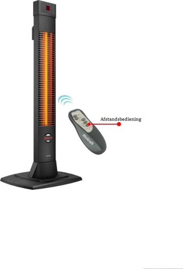 Merkloos SOLARIS- Elektrische kachel Terrasverwarmer-2000 W Afstandsbediening verwarmer met thermostaat