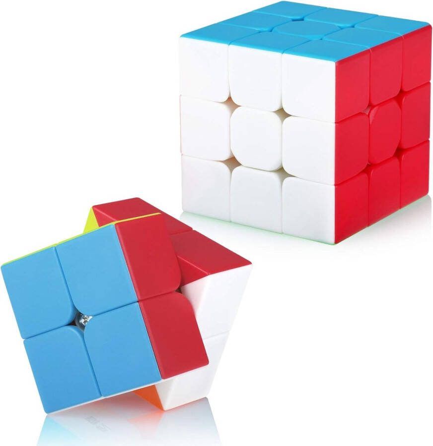 'merkloos' Speed Cube Set 2 in 1 Magic Cube Puzzelkubus Rubix Kubus Moyu Cube Breinbreker voor Volwassenen en Kinderen