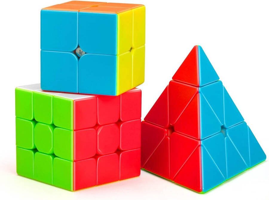 'merkloos' Speed Cube Set 3 in 1 Magic Cube Rubix Kubus Moyu Cube Pyraminx Breinbrekers voor Volwassenen en Kinderen