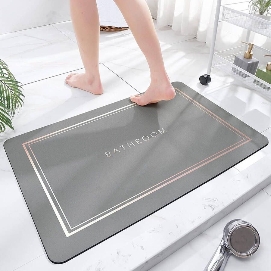 Merkloos Superabsorberende vloermat sneldrogende badkamermatten absorberende badmatten voor thuis antislip rubberen vloeren gemakkelijk schoon te maken eenvoudige badkamerdeurmat (groen 50 x 80 cm)