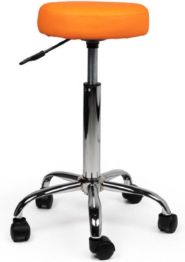 Merkloos Tabouret kruk in de kleur oranje. Standaard model in hoogte verstelbaar van 60 – 72 cm