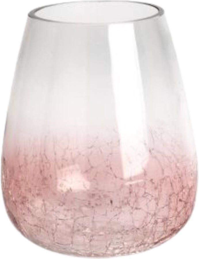 Merkloos Theelichthouder Banna 18 cm glas roze sfeerlichthouder theelichthouders vaas vazen