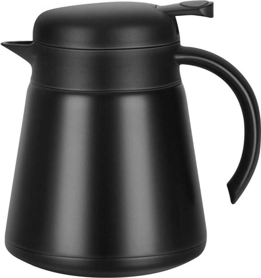 Merkloos Thermoskan 0 8 l 304 roestvrij staal dubbelwandige vacuüm-geïsoleerde koffiepot koffie-thermoskan sap melk thee-isolatiepan (zwart)