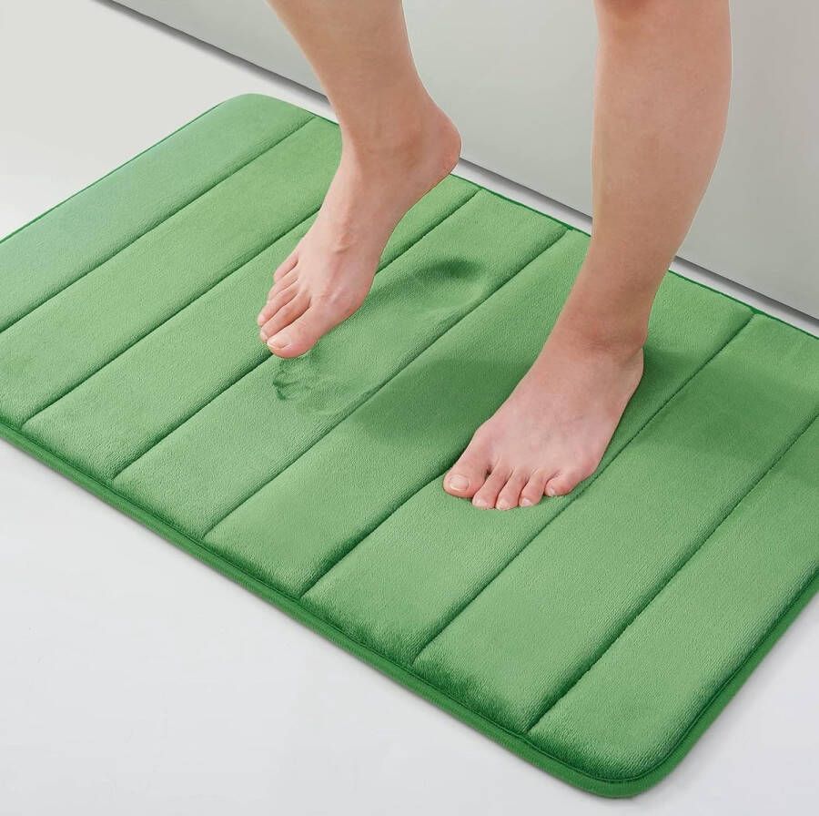 Merkloos Traagschuim Badmatten absorberend antislip wasbaar 40 x 60 cm groen
