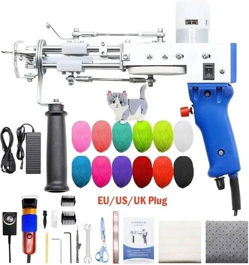 Merkloos Tufting Gun Tapijt Punch Needle Pakket Borduurmachine Starterskit Weven Borduren Tuften Zwart 2in1