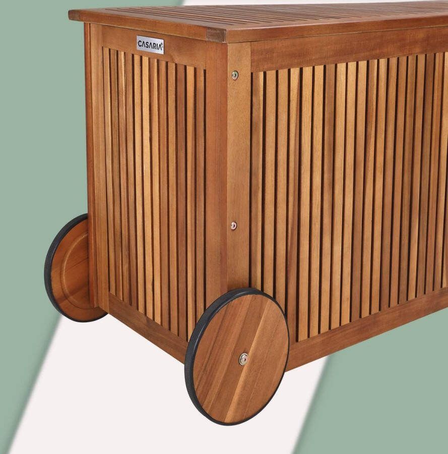 Merkloos Tuinbox hout met wieltjes 117 cm acacia