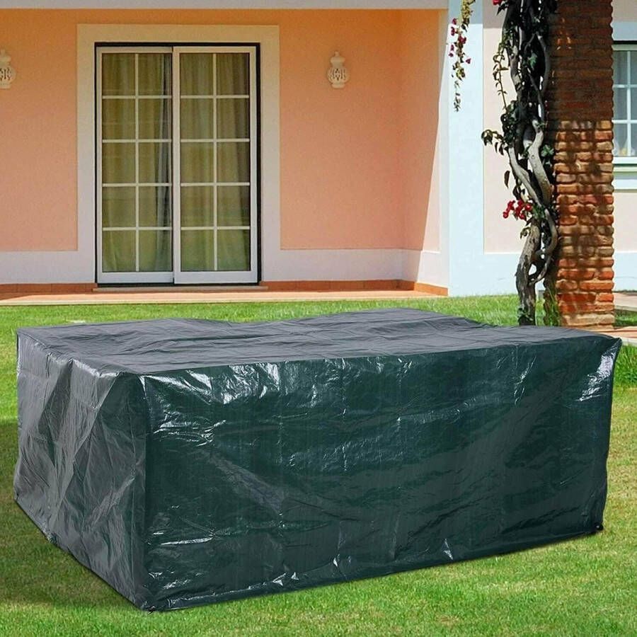 Merkloos Tuinmeubelhoes tuinmeubelhoezen waterdicht 200 x 160 x 70 cm grote tuintafelhoes winddicht anti-UV terrasset hoes voor stoel en tafel rotan bank buitentafelkleden groen