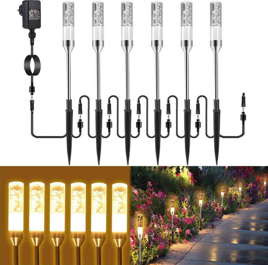 Merkloos Tuinverlichting Set van 6 LED Wandlamp Buiten Padverlichting Met Stekker Waterdicht