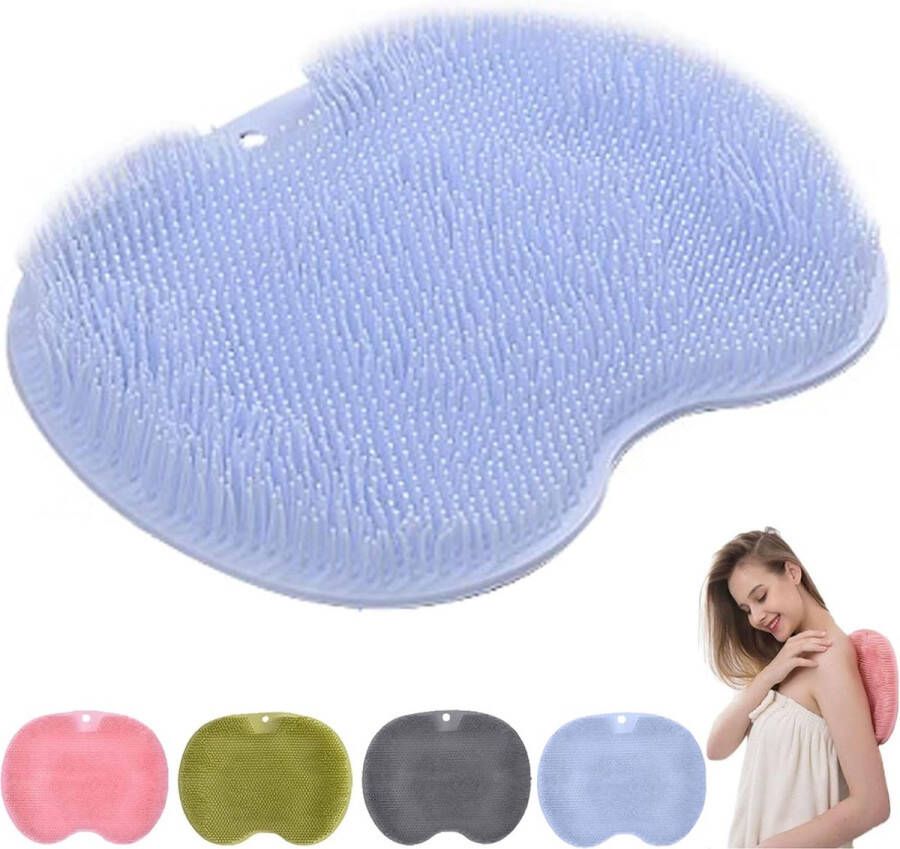 Merkloos Utschfest Siliconen massagepad douche rugschrubber rugschrobmassagemat met antislip zuignappen siliconen douche rugschrobber badmat voor peeling badmatten (blauw)