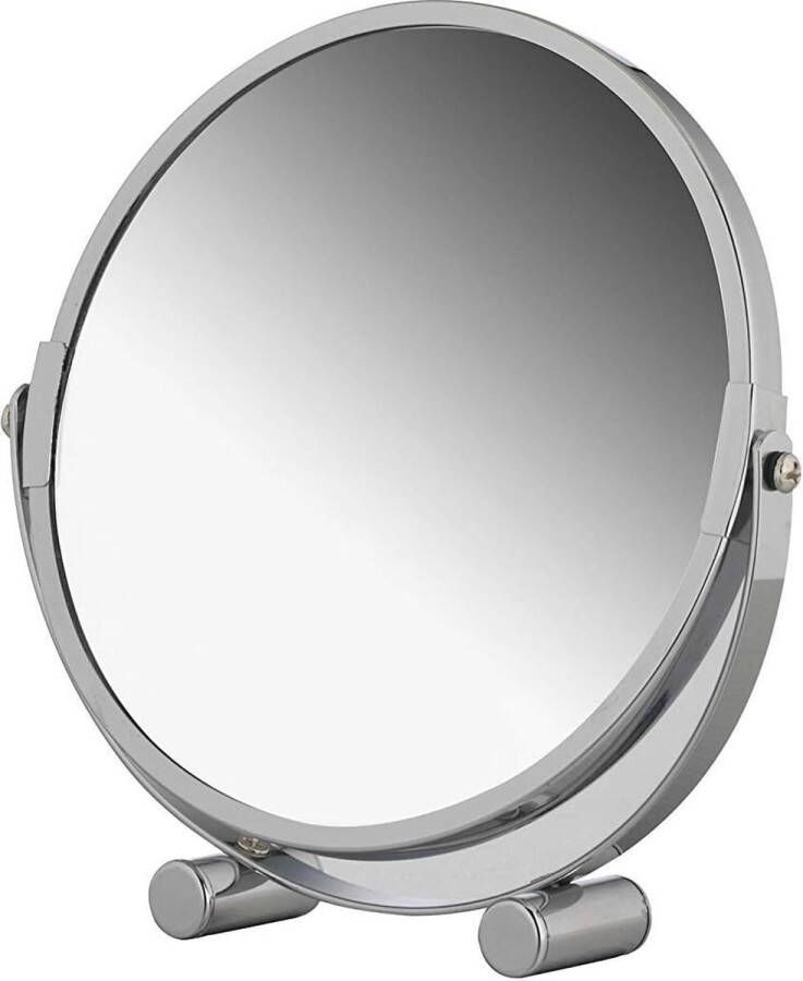 Merkloos Vergrotingsspiegel cosmetische spiegel met 3-voudige vergroting make-up spiegel verchroomd vergrotingsspiegel rond ca. 17 cm Ø scheerspiegel voor badkamer badkamerspiegel van chroom