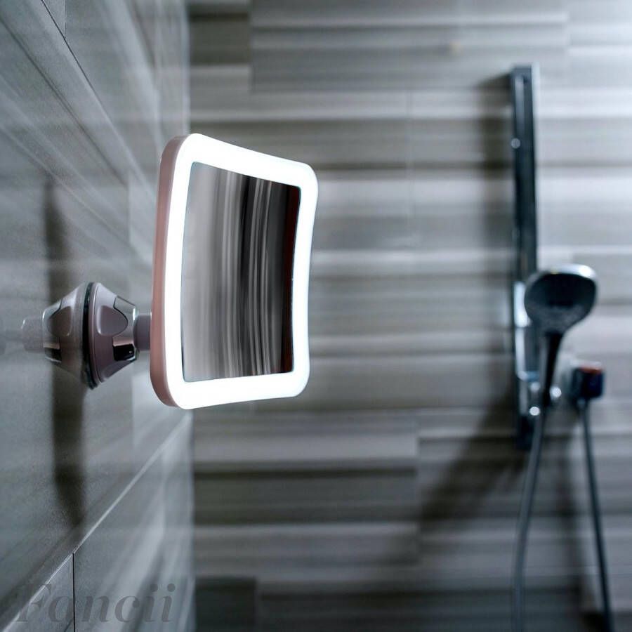 Merkloos verlichte make-up spiegel met 10X vergroting daglicht LED vergrotende spiegel compact draadloos zuignap 163mm breed 360 rotatie (Mira)