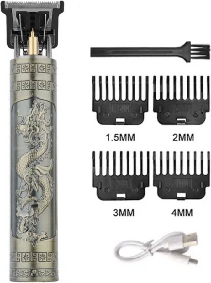 'merkloos'' Vintage T9 Elektrische Haarsnijmachine Dragon Brons kleurig Tondeuse Professionele Mannen Scheerapparaat Oplaadbare Kapper Trimmer Voor Mannen