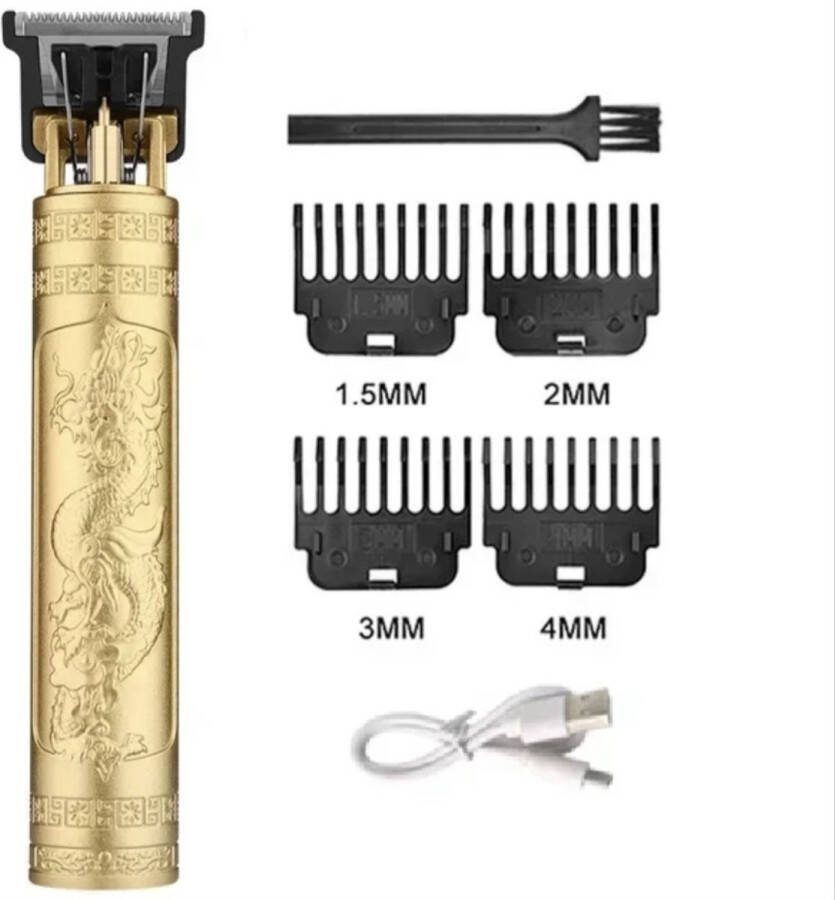 'merkloos'' Vintage T9 Elektrische Haarsnijmachine Dragon Goud Tondeuse Professionele Mannen Scheerapparaat Oplaadbare Kapper Trimmer Voor Mannen