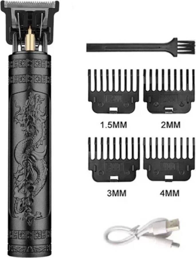 'merkloos'' Vintage T9 Elektrische Haarsnijmachine Dragon Zwart Tondeuse Professionele Mannen Scheerapparaat Oplaadbare Kapper Trimmer Voor Mannen